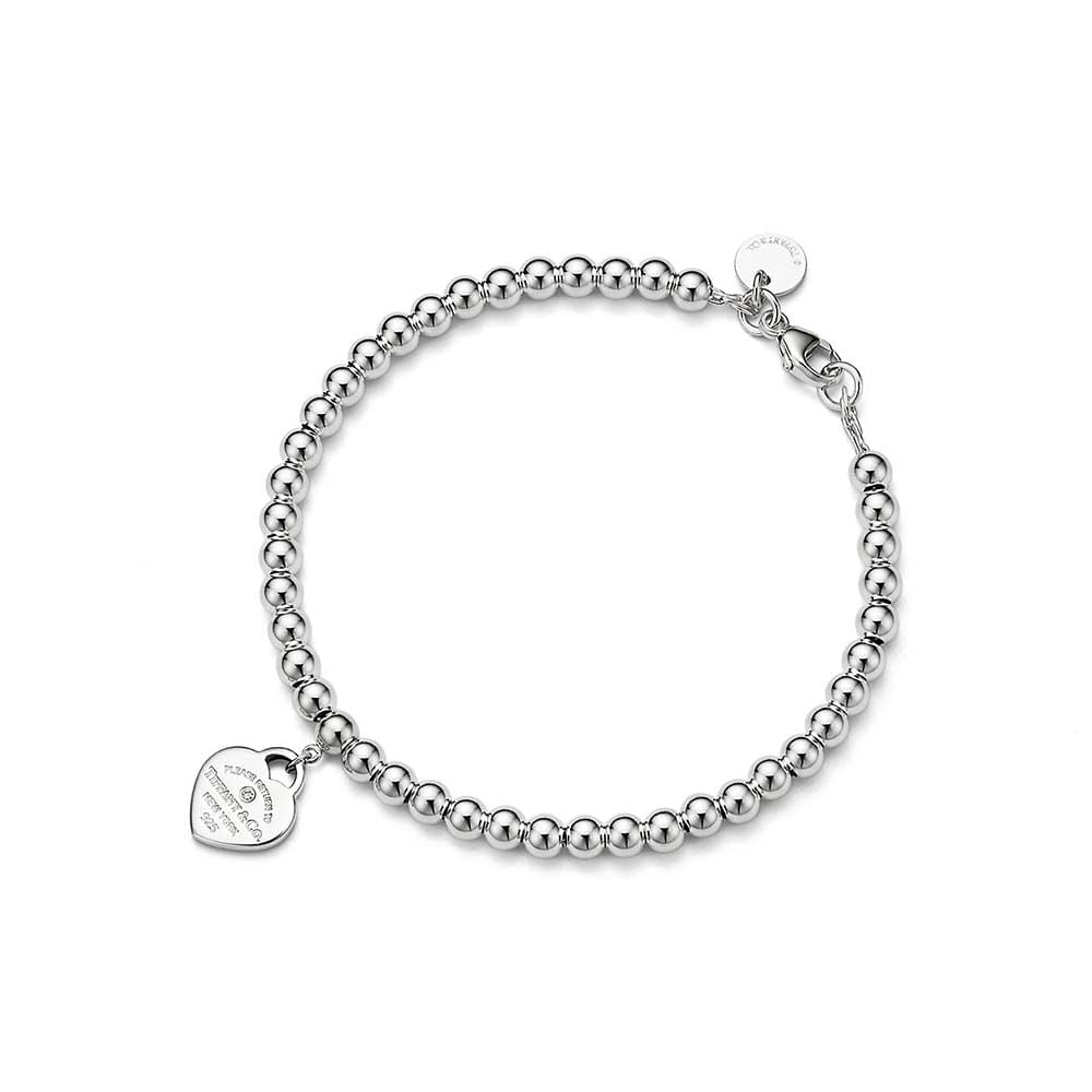 Pulseira de Contas em Prata 925 com Diamante