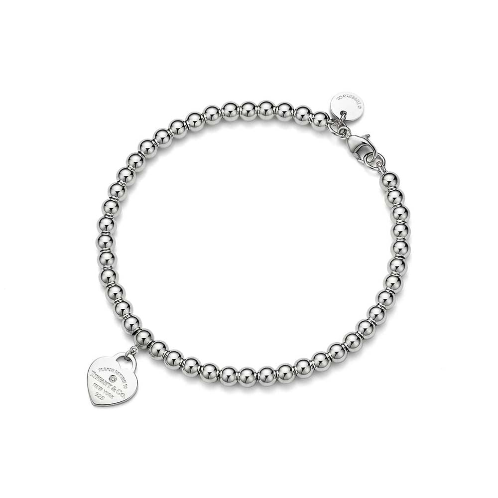 Pulseira de Contas em Prata 925 com Diamante