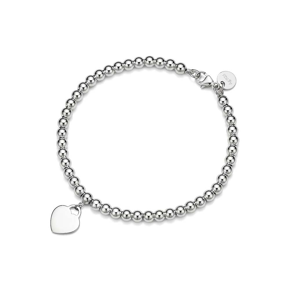 Pulseira de Contas em Prata 925 com Diamante